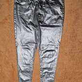 Брюки стрейч серебро экокожа C&A р 48-50
