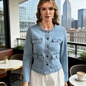Стильный, джинсовый жакет, пиджак, р. XXL, наш 48-52, голубой