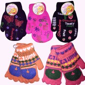 Красивые очень тёплые варежки, 5-8 лет