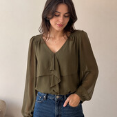 Блузка хакі Massimo Dutti