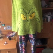 Пижама, комплект, костюм, верх-шерпа, низ-фліс, 2XL. dr.seuss. grinch. в ідеалі