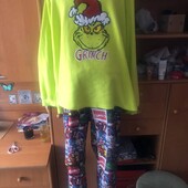 Пижама, комплект, костюм, фліс, 2XL. dr.seuss. grinch. в ідеалі
