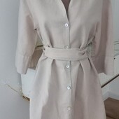 Zara бежева сукня сорочка з льоном S-розмір